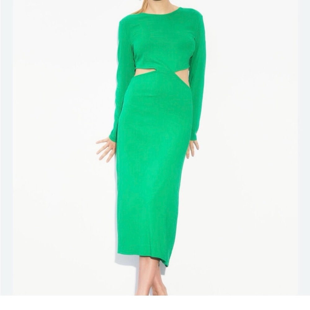 green maxi dress h&m | Dresses | Hm Long Sleeve Cutout Midi THUR 9/7 TAN + CHOCOLATE